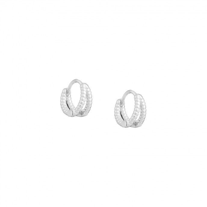 DOUBLE SILVER HOOPS 10MM