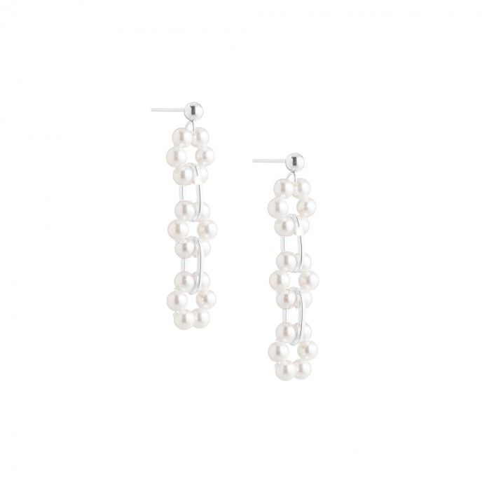 STEEL EARRINGS WITH PEARLS