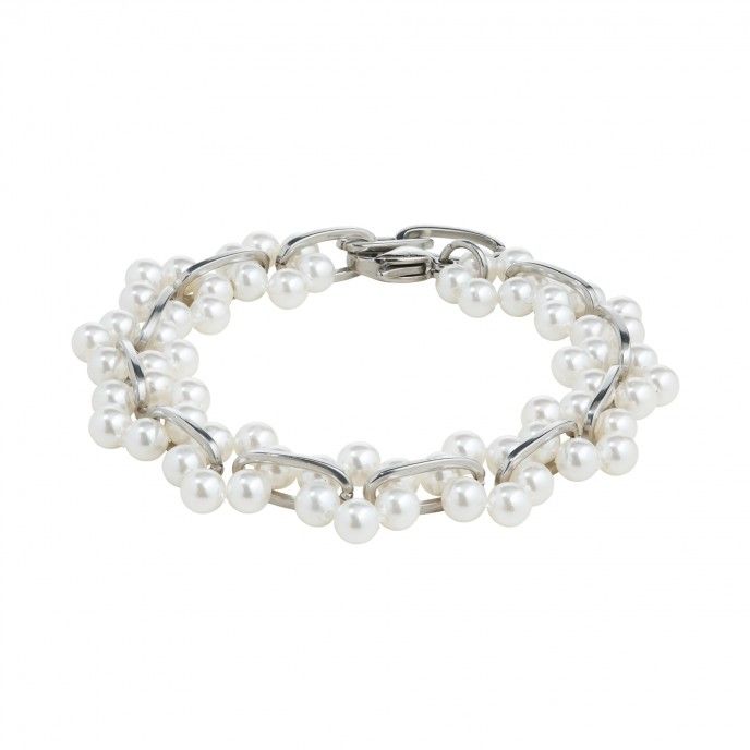 STEEL BRACELET WITH PEARLS