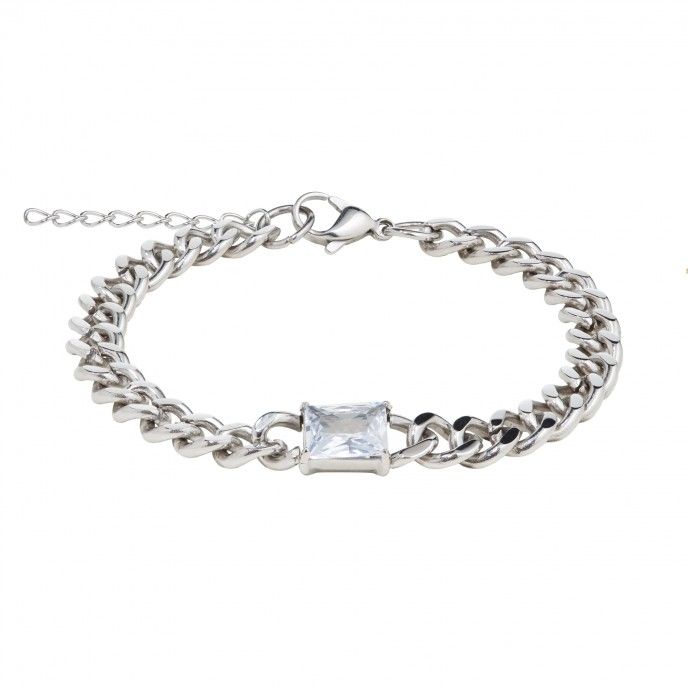 PULSERA DE ACERO CON ZIRCONIO