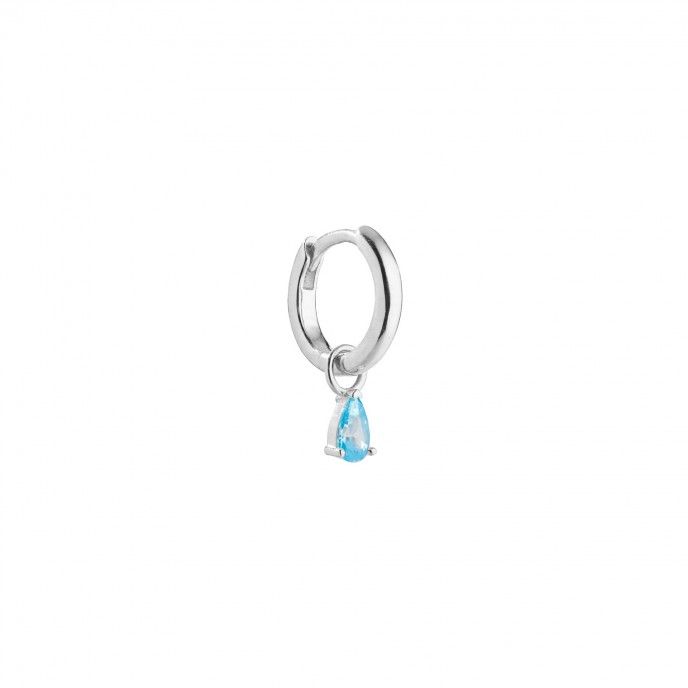 SILVER HOOP WITH BLUE ZIRCON