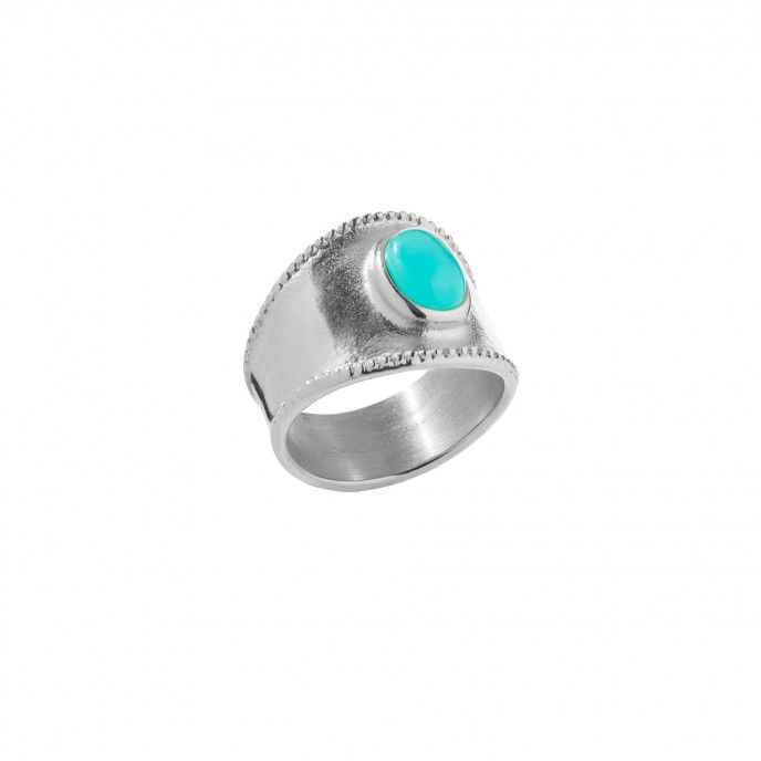 STEEL RING WITH STONE