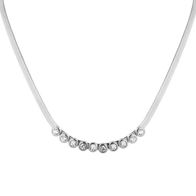 STEEL NECKLACE WITH ZIRCONS