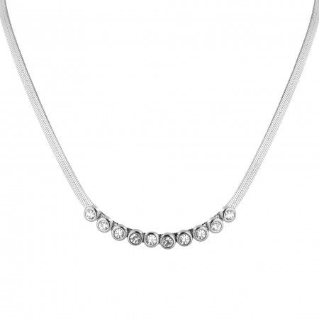 STEEL NECKLACE WITH ZIRCONS