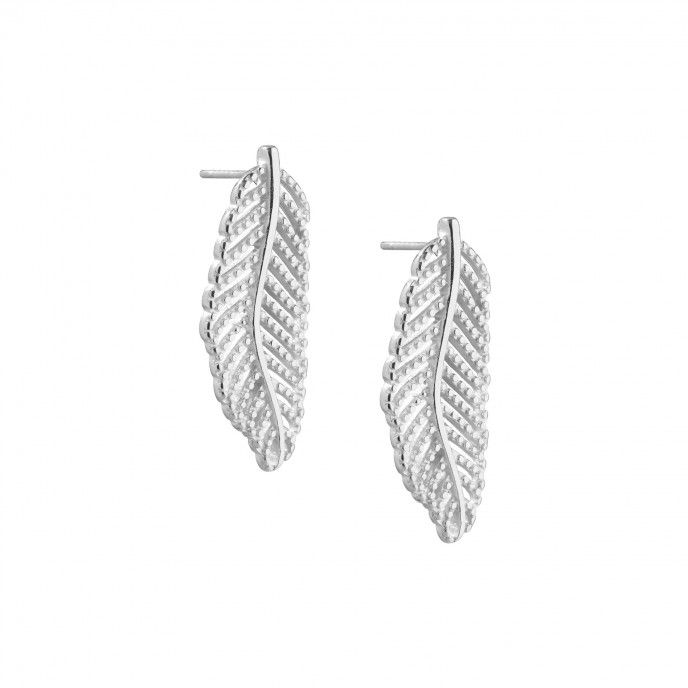 LEAF SHAPED STEEL EARRINGS