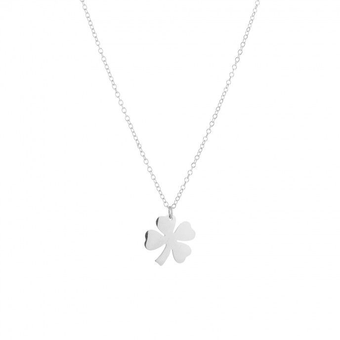 STEEL NECKLACE WITH CLOVER