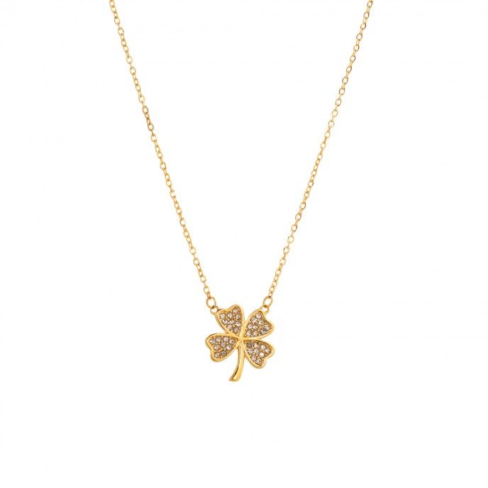 STEEL NECKLACE WITH CLOVER