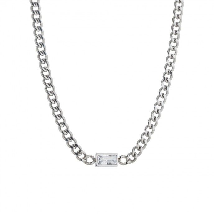 STEEL NECKLACE WITH ZIRCON