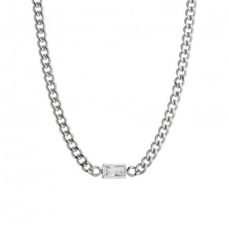 STEEL NECKLACE WITH ZIRCON