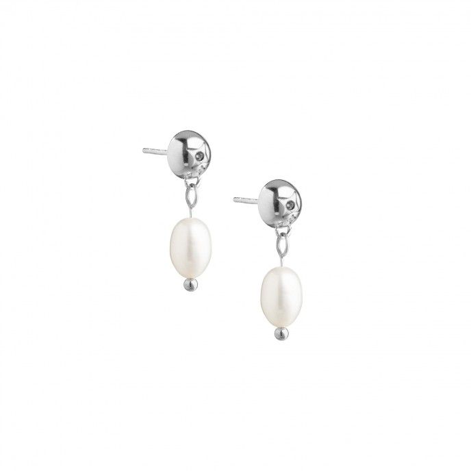 STEEL EARRINGS ITH PEARL