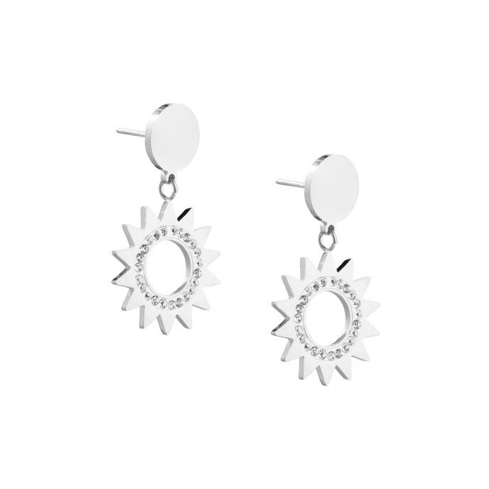 STEEL EARRINGS WITH SUN