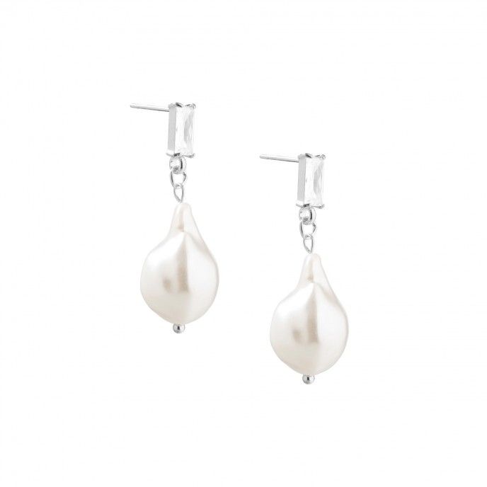 STEEL EARRINGS WITH PEARL