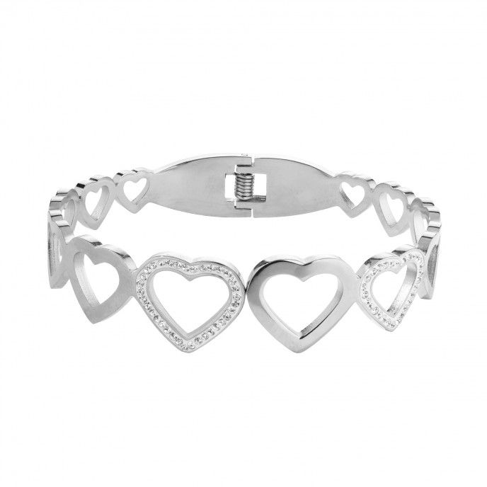 STEEL BRACELET WITH HEARTS