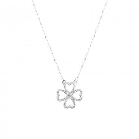 SILVER NECKALEC WITH CLOVER