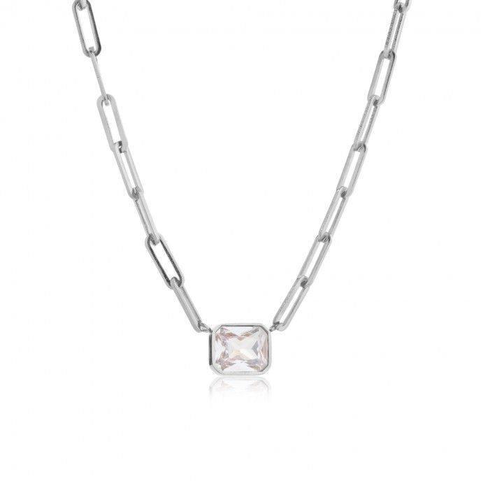 STEEL NECKLACE WITH ZIRCON