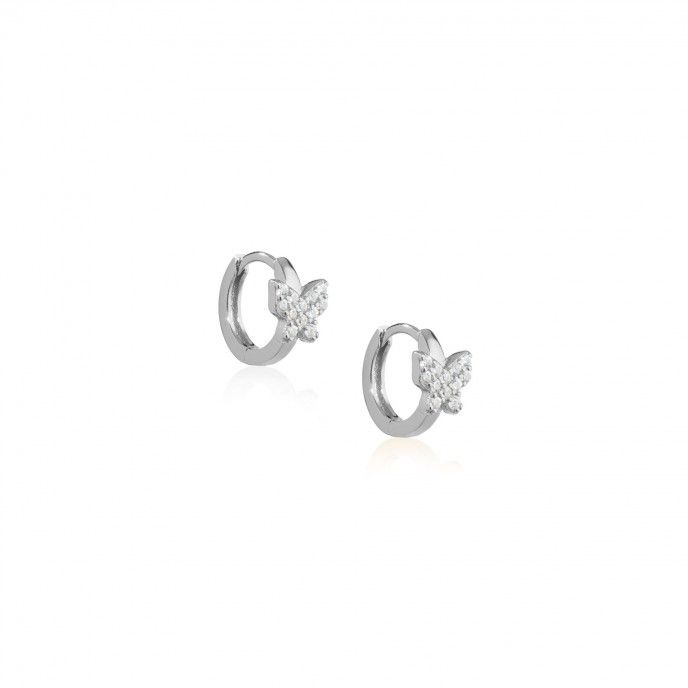 BUTTERFLY SILVER HOOPS