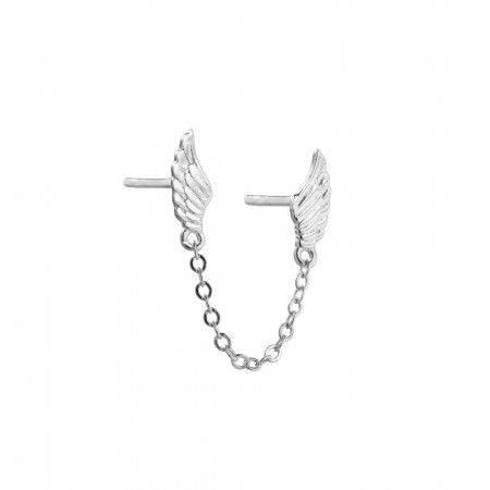 SILVER EARRING DOUBLE EFFECT WITH CHAIN AND WINGS