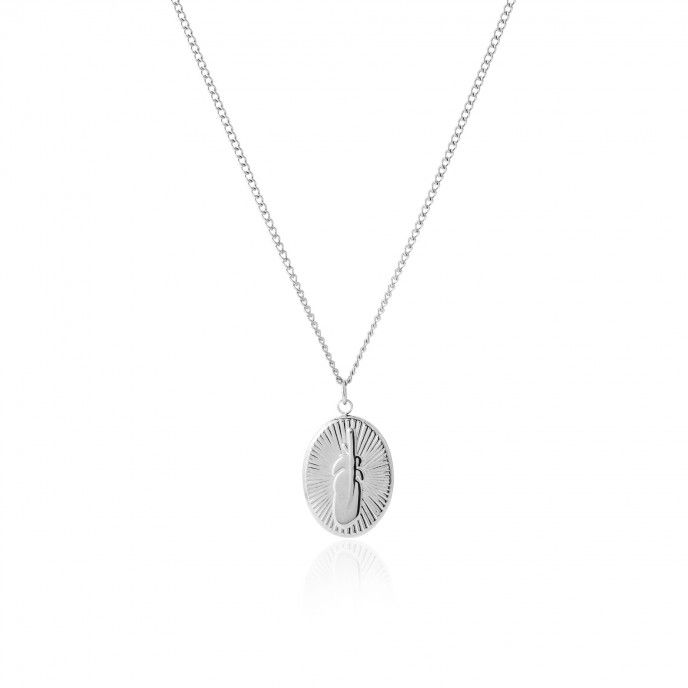 STEEL NECKLACE WITH FEATHER PENDANT