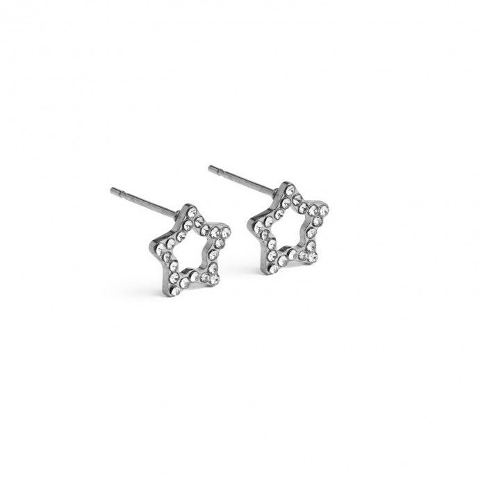 STEEL SHINY STAR EARINGS 