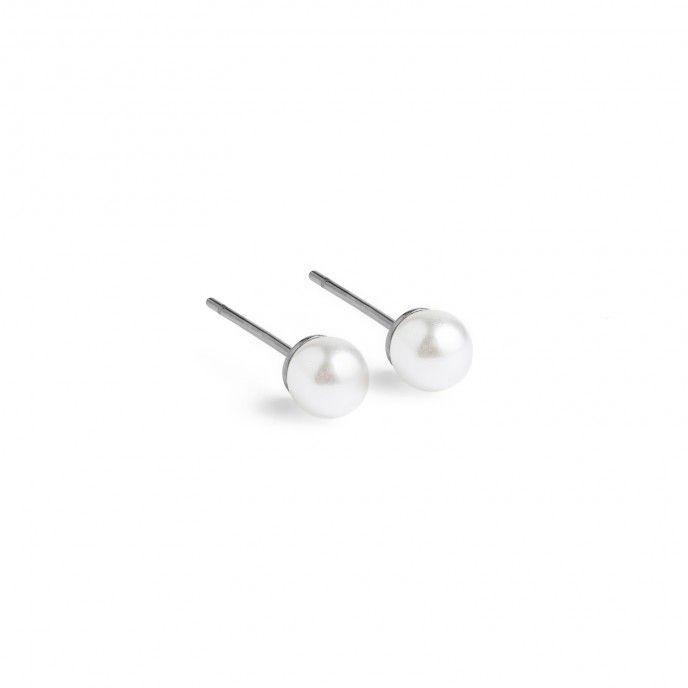 STEEL EARINGS WITH 4MM PEARL