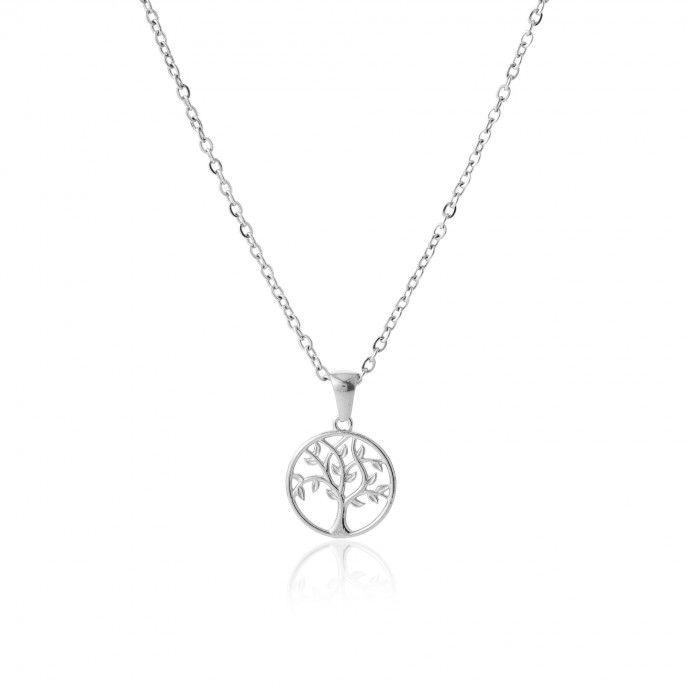 STEEL NECKLACE WITH TREE OF LIFE PENDANT