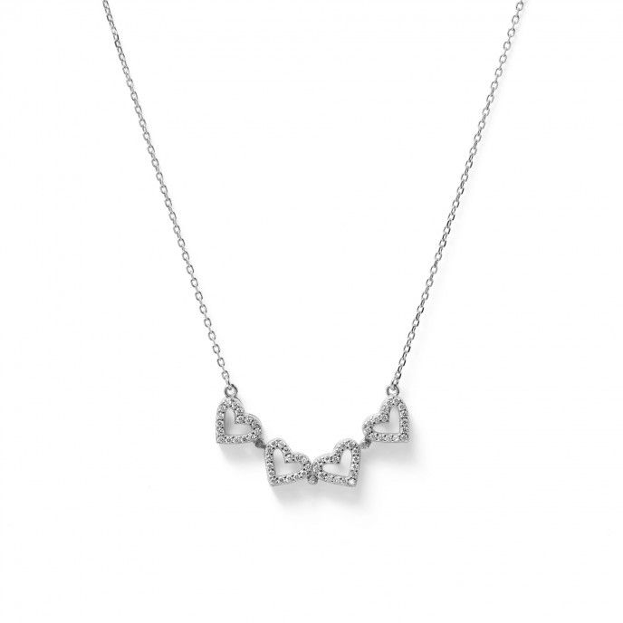 SILVER NECKLACE WITH SHINY CLOVER PENDANT