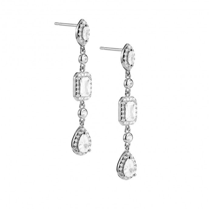 SILVER LONG SHINY EARRINGS