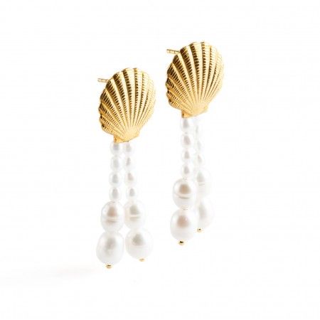 SHELL SILVER EARRINGS WITH PEARLS