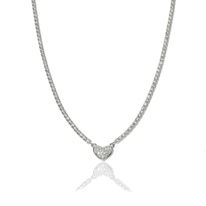 SHINY SILVER NECKLACE WITH HEART