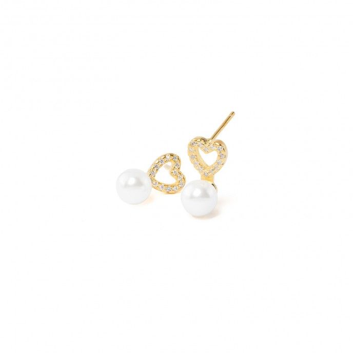 HEART SILVER EARRINGS WITH PEARL