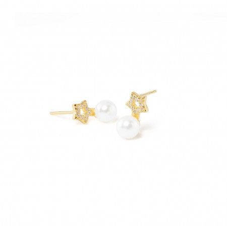 STAR SILVER EARRINGS WITH PEARL