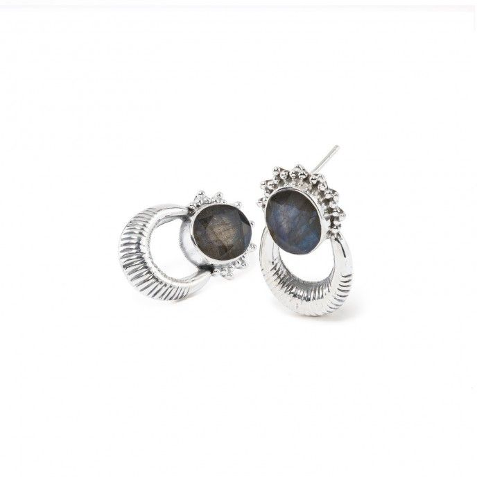 SILVER EARRING WITH NATURAL STONE