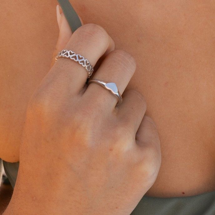 SILVER RING WITH HEARTS