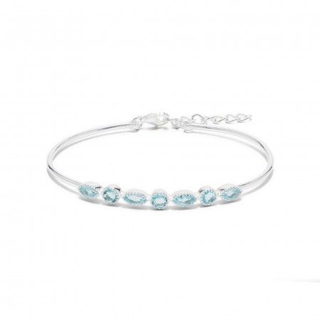 RIGID SILVER BRACELET WITH NATURAL STONE