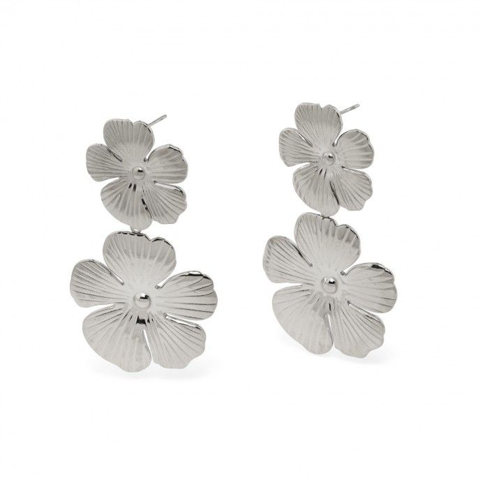 STEEL EARRINGS WITH FLOWERS