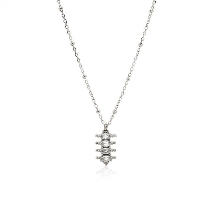 STEEL NECKLACE WITH GEOMETRIC PENDANT