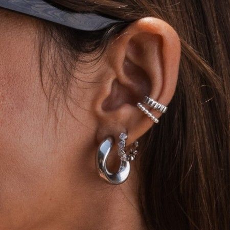 SILVER EAR CUFF WITH BEADS