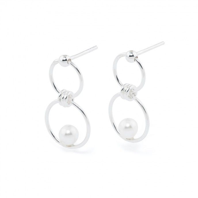 CIRCLE SILVER EARRINGS WITH PEARL