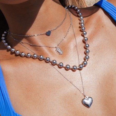 STEEL NECKLACE WITH HEART PENDANT