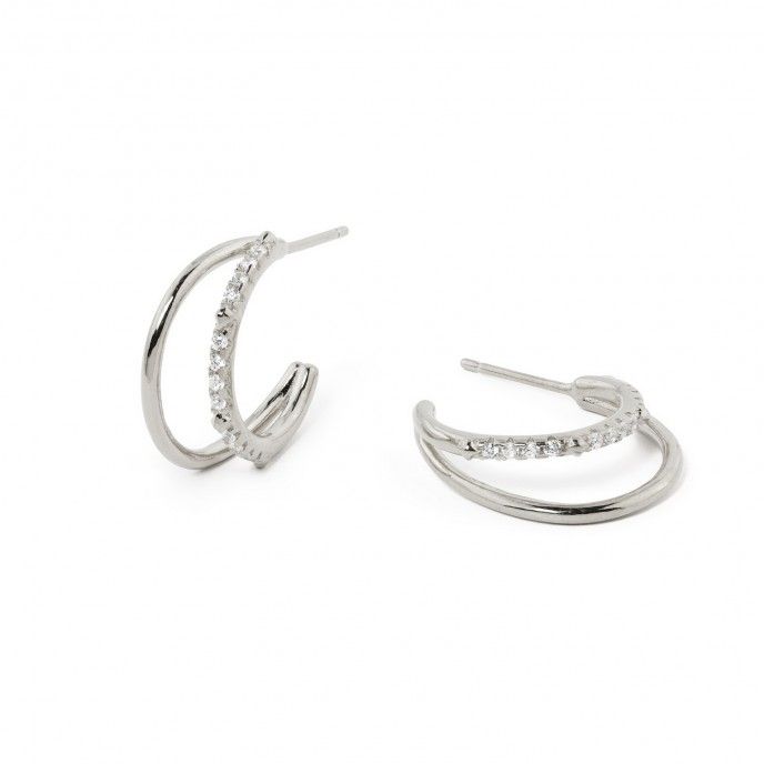 DOUBLE SILVER HOOPS