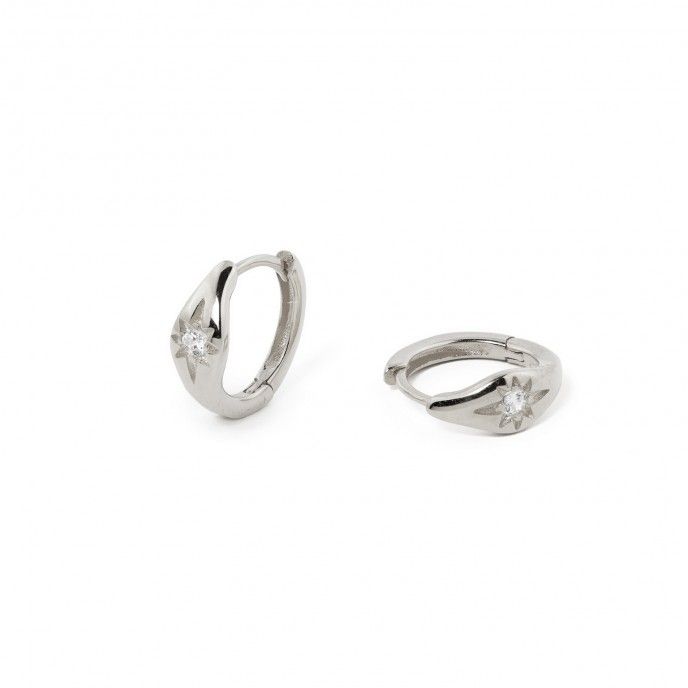 SILVER HOOPS WITH STAR