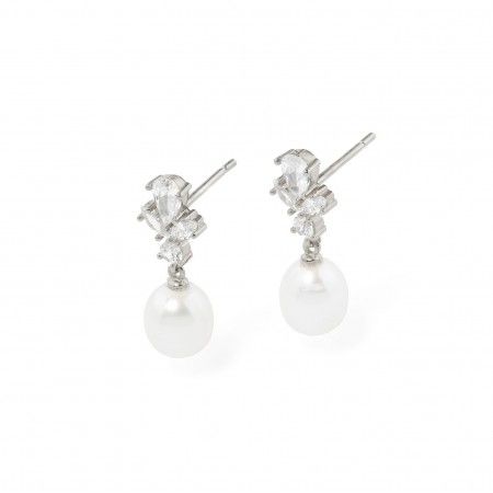 SILVER EARRINGS WITH PEARL