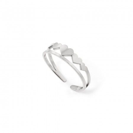 ANILLO DE ACERO CON CORAZONES