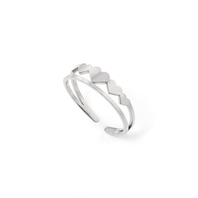 STEEL RING WITH HEARTS