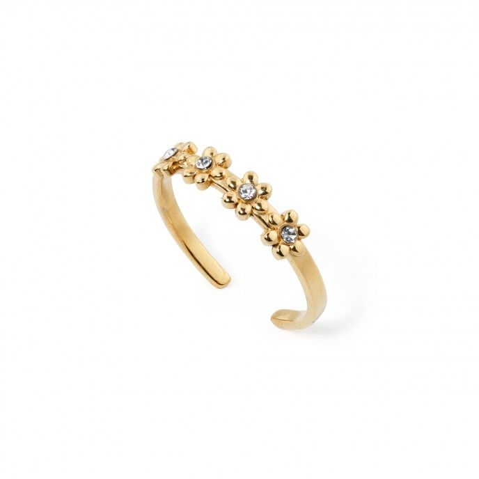 ANILLO DE ACERO CON FLORES