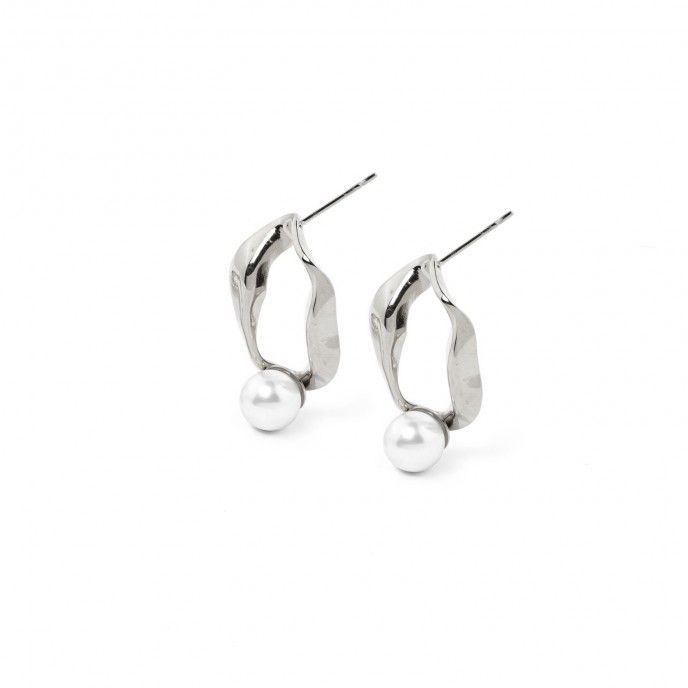 STEEL EARRINGS WITH PEARL