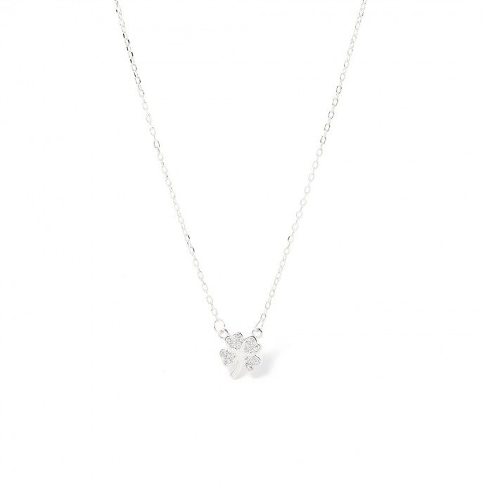 SILVER NECKLACE WITH CLOVER