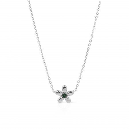 STEEL NECKLACE WITH FLOWER 