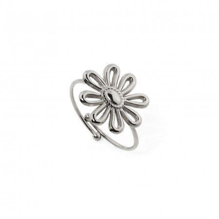 STEEL RING WITH FLOWER