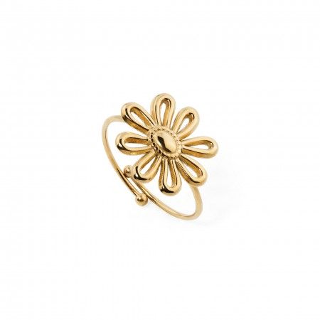 STEEL RING WITH FLOWER